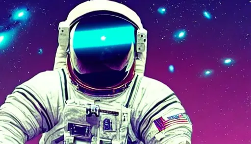Prompt: astronaut, vaporwave, aesthetic, galaxy