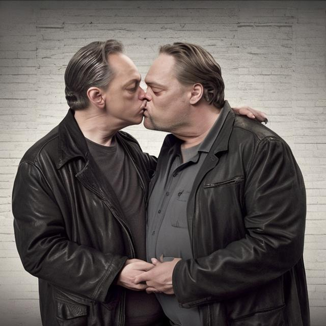 Centered shot. Vincent D onofrio is lovingly kissing