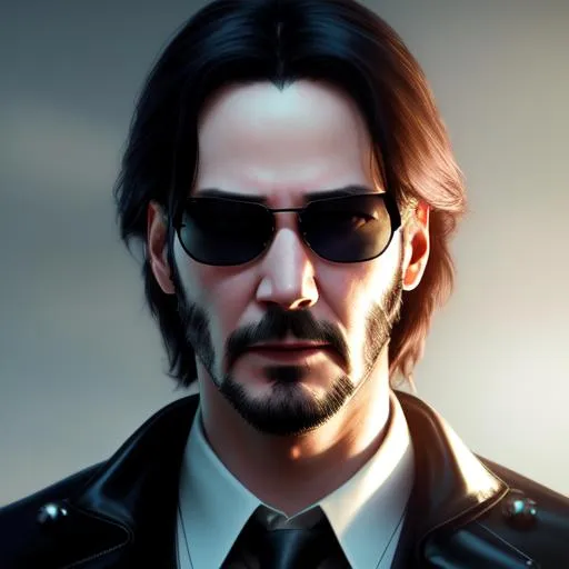 Prompt: Keanu reeves,as Neo from the matrix , shades, ultra realistic, athletic body, Highly detailed photo realistic digital artwork. High definition. Face by Tom Bagshaw and art by Sakimichan, Android Jones" and tom bagshaw, BiggalsOctane render, volumetric lighting, shadow effect, insanely detailed and intricate, photorealistic, highly detailed, artstation by WLOP, by artgerm