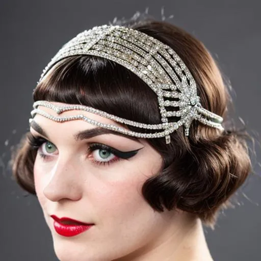 1920s Flapper with silver headpiece | OpenArt