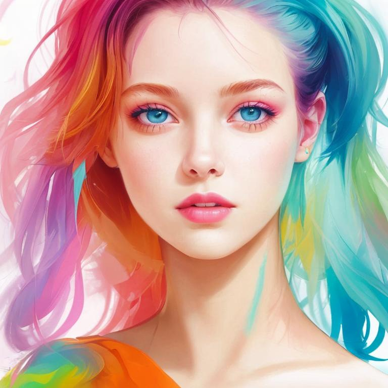 colorful image of a young lady