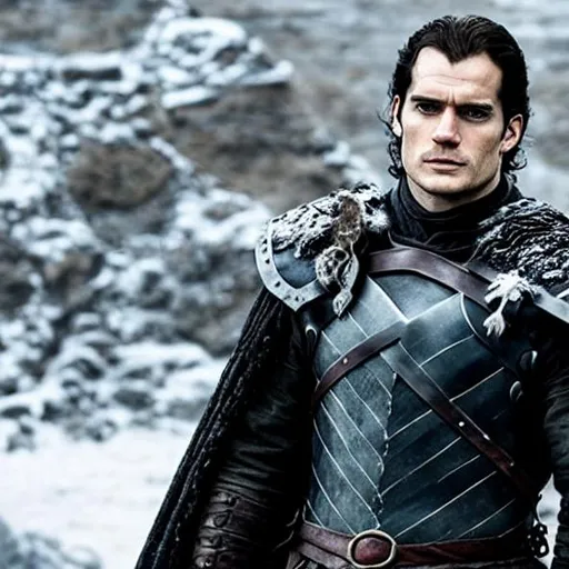 Prompt: Henry Cavill as a man of the nights watch in game of thrones