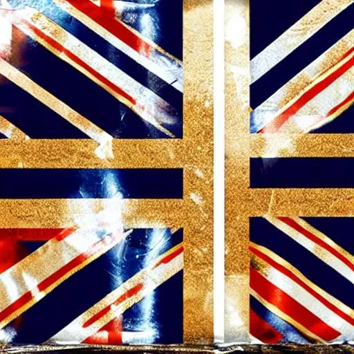 Prompt: british flag gold and silver gilded background backdrop
