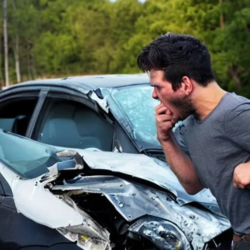 Angry dad in a car crash | OpenArt