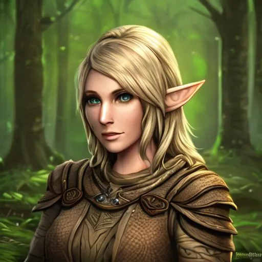 Prompt: Woman, wood elf, 8k, Skyrim, woodland, beautiful, photorealistic 