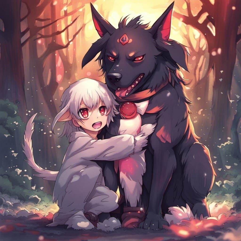 Wolf boy and his witch friend - (by @kabu_rion) - 9GAG