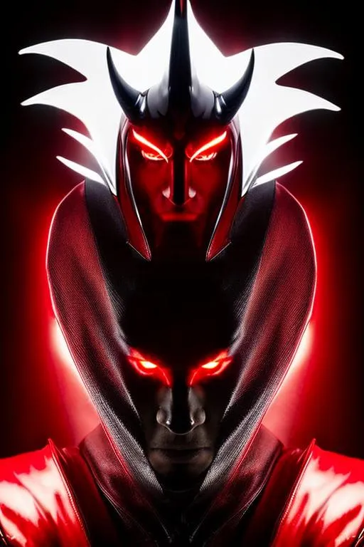 Prompt: Photorealistic Devil man, Red Skin and eyes, Black markings on his face, Black horns with red tips, Red and Black reinforced Leather Jacket, Intricately Detailed, Hyper Detailed, Hyper Realistic, Volumetric Lighting, Beautiful coloring and face detail