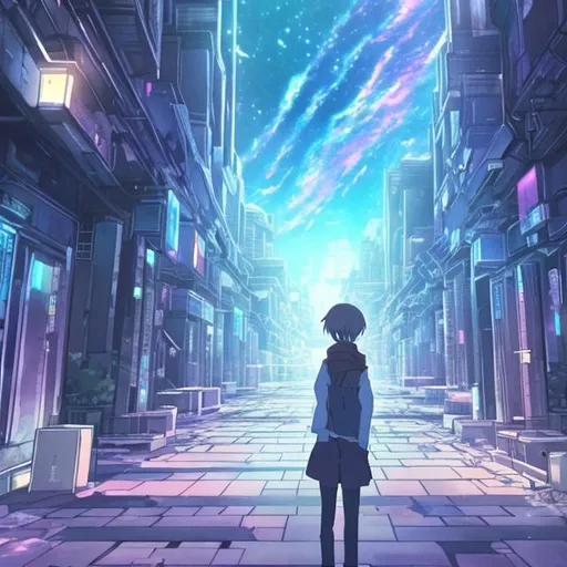 Prompt: A liminal space in a anime world