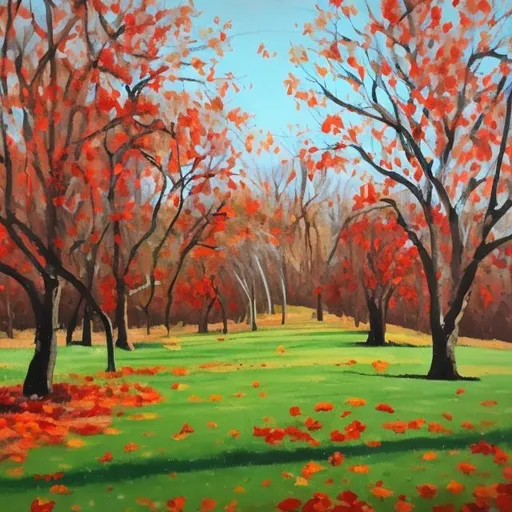 Prompt: Apple and maple groves in acrylic