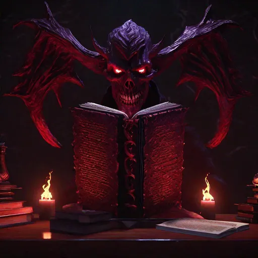 Prompt: "A Menacing digital Impasto of Demonic Tutor displaying Satanic Tome, stoic Malicious Aura, by Douglas Shuler, Alex Katz. Hyperfine details, Rendered in Unreal Engine 5, Cinematic Composition, Reimagined by industrial light and magic, smooth, 4k, ominous lighting, HDR, IMAX, Cinema 4D, shadow depth"