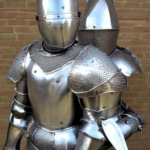 Prompt: Silver plate armor, medieval knight,  Battle axe,
