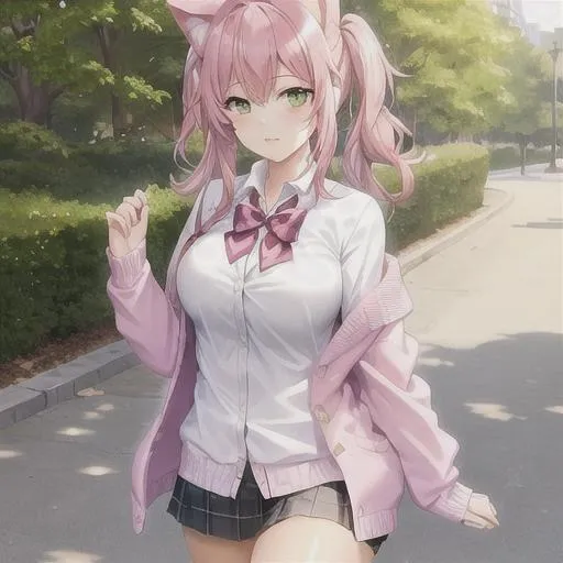 cat girl with pink hair - Playground