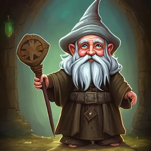 Prompt: very old gnome wizard