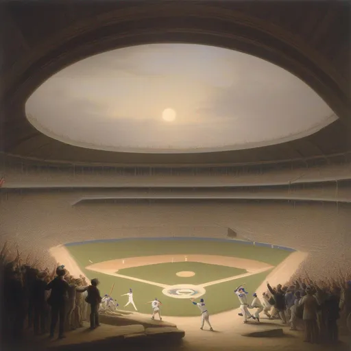 Prompt: A Romanticism painting of the Chicago Cubs winning the World Series Championship. David Friedrich. Museum.