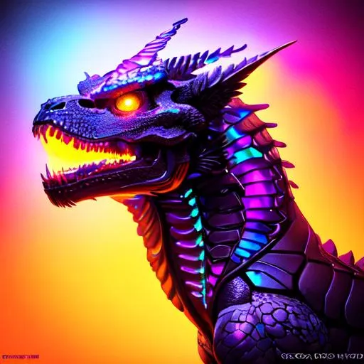 Prompt: Portrait of a roaring neon skeleton dragon with iridescent black markings and a cute face, perfect composition, hyperrealistic, super detailed, 8k, high quality, trending art, trending on artstation, sharp focus, studio photo, intricate details, highly detailed, by greg rutkowski, illustration, watercolor