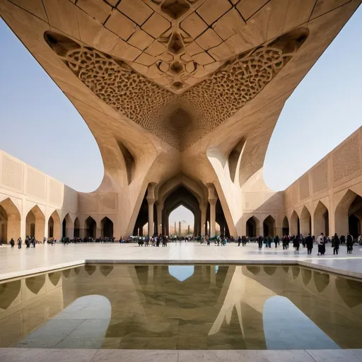 Prompt: Naqsh-e Jahan Square which is build by Zaha Hadid 