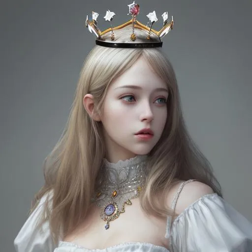 Prompt: realistic girl with dimond white crown 