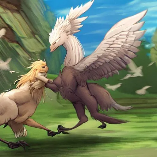 griffins and dragons fighting
