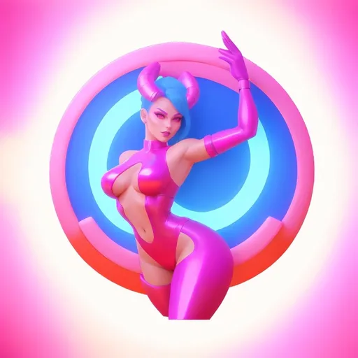 Prompt: a beautiful female demon in a dynamic pose in a retro futuristic synthwave cyberpunk neon paradise.  neon lighting, high quality, beautiful, synthwave, cyber, retro, futuristic