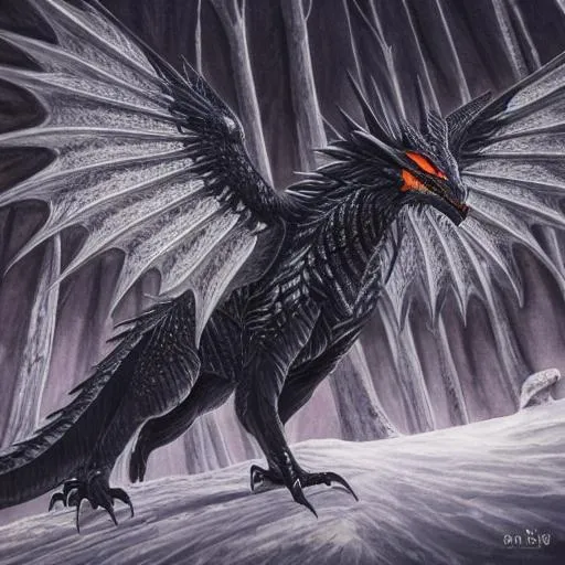 Prompt: Portrait of a roaring black feathered dragon overlooking a forest, perfect composition, watercolor on paper with pencils, hyperrealistic, super detailed, 8k, high quality, trending art, trending on artstation, sharp focus, studio photo, intricate details, highly detailed, Trending on Artstation, Popular on Dribbble, Cozy wallpaper, Pastel colors, Warm lighting, Highly detailed, Digital painting, Trending on Artstation, Concept art, Sharp focus, art by greg rutkowski and magali villeneuve.