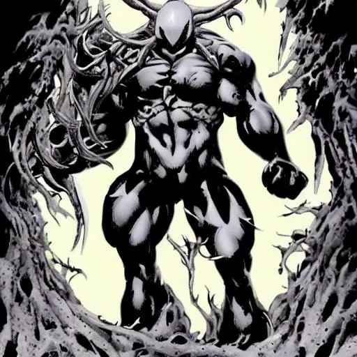 Prompt: Symbiote barbarian white