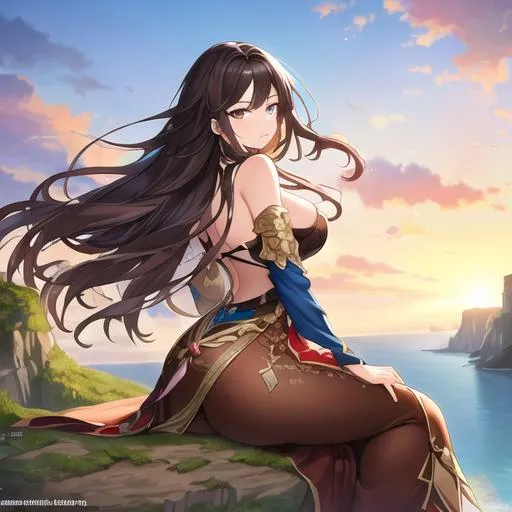Prompt: (masterpiece, illustration, trending on artstation, best quality:1.5), insanely beautiful {woman with dark hair, brown eyes, and a brown robe}, with (2 really huge beautiful brown eagle wings:10) growing from her back, sitting on a (windy cliff:3), sun rising in background, vibrant colors, finely detailed, highly detailed face, face close-up, (hyper realistic feathers:2), (incredibly expressive sharp intricately detailed eyes:2), beautifully defined detailed legs, highly detailed shading, incredibly sharp, HDR, (intricately detailed feathers:2), slender, highly detailed body, full body focus, beautifully detailed background, ((studio lighting)), 64K, UHD