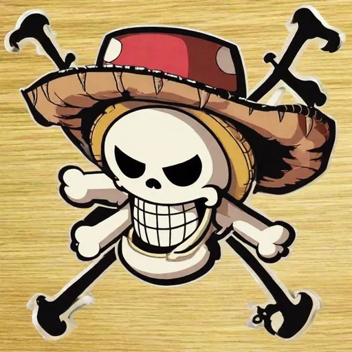 Prompt: one piece straw hat jolly roger