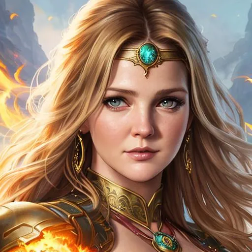 Prompt: Poster art, high-quality high-detail highly-detailed breathtaking hero ((by Aleksi Briclot and Stanley Artgerm Lau)) - ((Drew Barrymore)) , Hero pose ,full form, epic, 8k HD, fire, sharp focus, ultra realistic clarity. Detailed face, portrait, realistic, close to perfection 