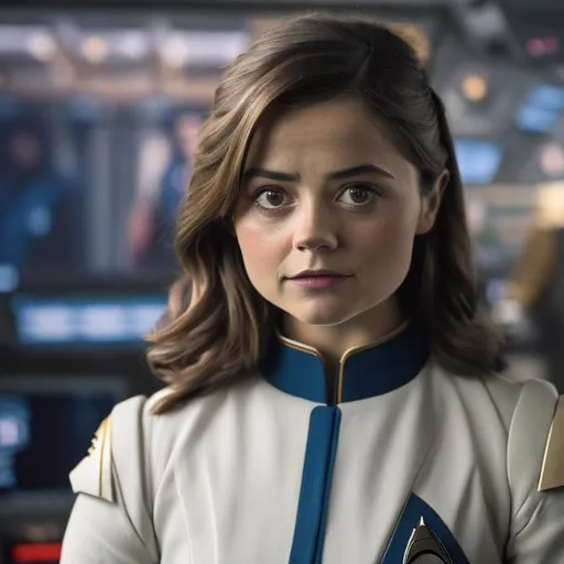 Prompt: Jenna Coleman in a Starfleet uniform