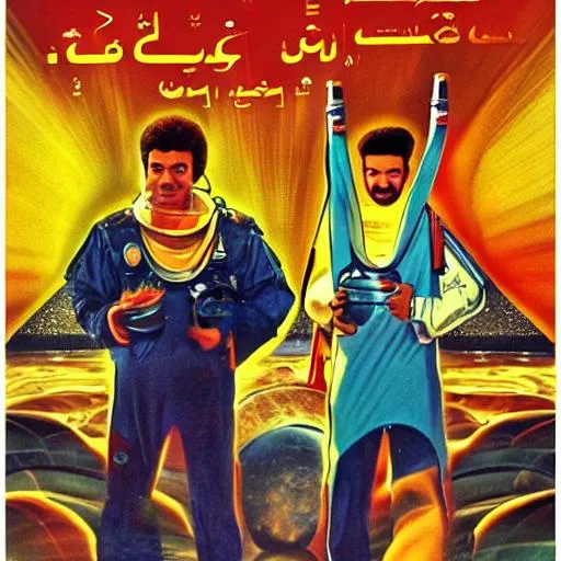 Prompt: 1972 Egypt Arabic space movie poster shawarma