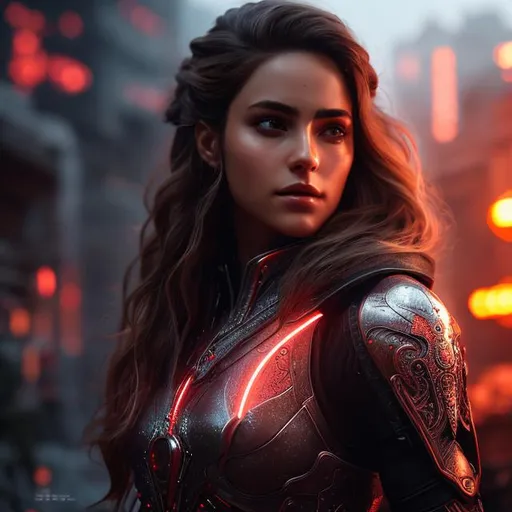 Prompt: fictional female with red glowing eyes , extremely detailed environment, detailed background, intricate, detailed skin, natural colors , professionally color graded, photorealism, 8k, moody lighting