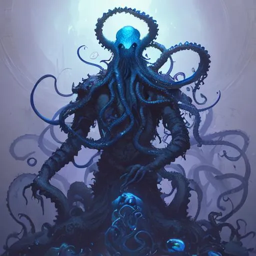 blue knight, eldritch being, tentacles, lovecraft, g... | OpenArt