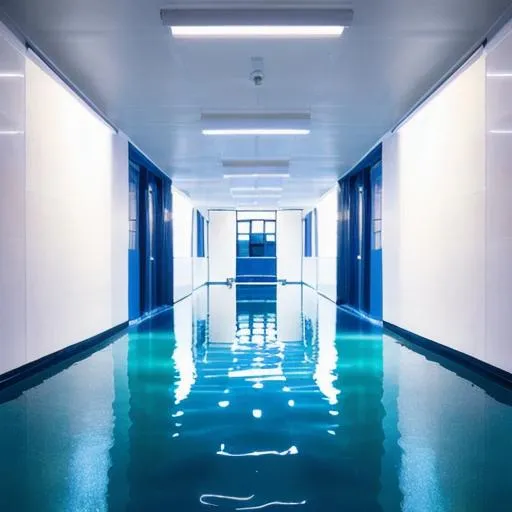 Prompt: <lora:S1-Backroom_Deliberate-000008:0. 55>, backroom, liminal space, Level-37, Sublimity, inside, water, white tiles, reflection, blue water, blue lighting, pink lighting, plant, leaf, water corridor, tree, (water pool), yellow lighting, (photorealistic), [sharp focus], (HDR), (8k), (gigapixel), (masterpiece)