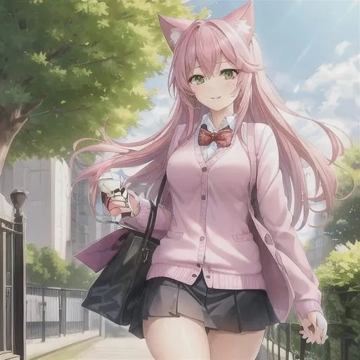 cat girl with pink hair - Playground