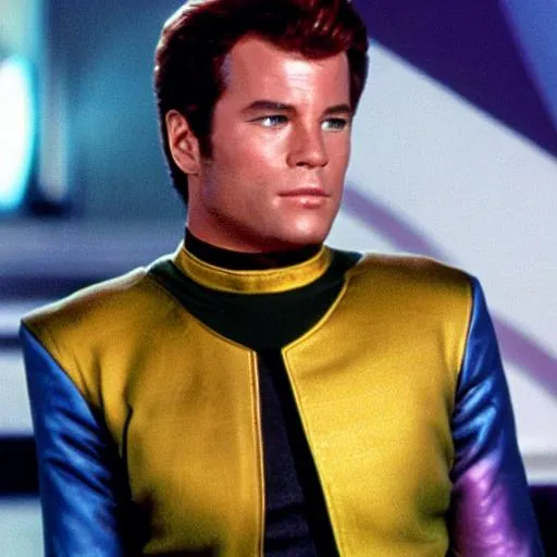 Prompt: james t kirk as a flamboyant queer man