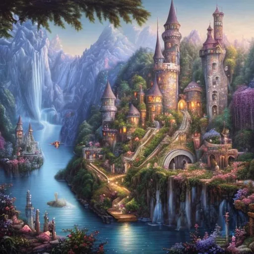 Prompt: A hyper realistic oil painting of the dream world fantasy fairy tale 