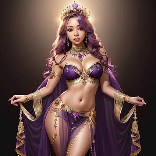 Prompt: beautiful and elegant Amethyst Goddess (tinashe) with Amethyst hair and with cute face, show full body, jeweled face and crown, transparent background, perfect composition, hyperrealistic, super detailed, 8k, high quality, trending art, trending on artstation, sharp focus, studio photo, intricate details, highly detailed, by greg rutkowski and BD Zhandt