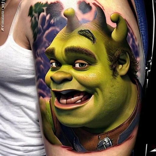 Prompt: Shrek tattoo