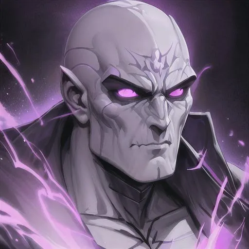 Prompt: A beautiful death knight from the D&D,  casting and purple arcane spell, perfect purple eyes, bald, full body character portrait, dark fantasy, detailed realistic face, digital portrait, fiverr dnd character, male half-giant, grey skin, 
{background mountain}, square face, solid rock skin, strong muscle
