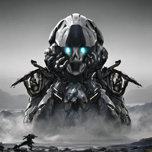 Prompt: (Please produce a raw photo, masterpiece, best quality, high detail, game concept), (8k, full frame, long shot, photorealistic, realistic, fantasy landscape), unreal engine render of a skull robot on an alien planet, dynamic action pose, wearing a pilot oxygen mask, science fiction, helmet, solo, military:1.2, weapon, light engrave in intricate details, (light particle:1.2), (depth of field:1.3), global illumination, highly detailed, trending on artstation 