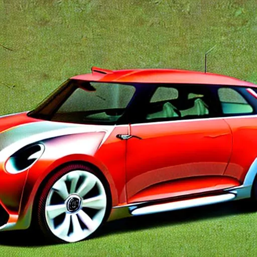 Prompt: a mini cooper sedan concept ,based on mini cooper concept design, in vw beetle shape size dimensions,  hyper realistic, futuristic concept , modern , with a boot 