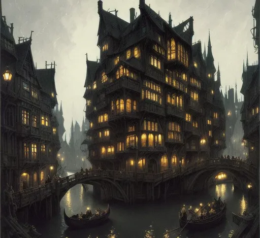 A large tavern and inn in a medieval fantasy steampu... | OpenArt