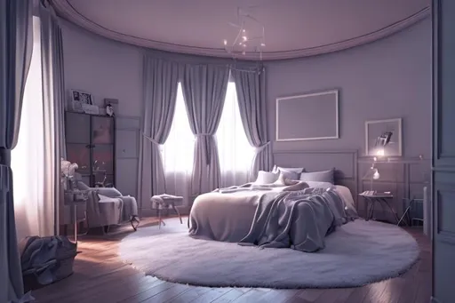 Prompt: isometic bedroom, monochrome lighting, soft colors, 3d blender render