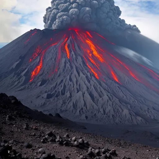 Prompt: Mount everrest with volcanic eruption