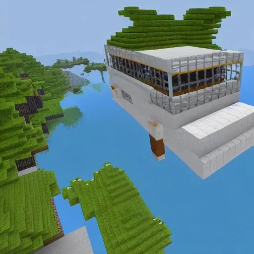 a floating house boat flying in space minecraft | OpenArt