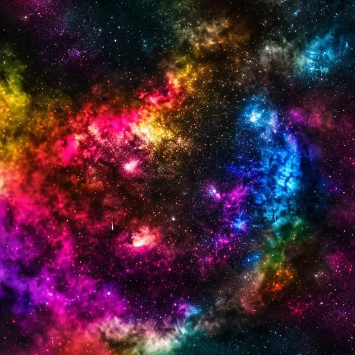Prompt: Pink red blue and yellow explosion creating the galaxy  realistic 