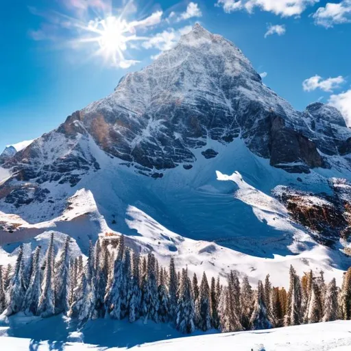 Prompt: 4k resolution, sunny day, snowy mountains