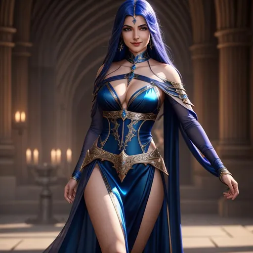 Prompt: "RAZIEL", she is a female "Aasimar" from "Dungeons & Dragons", she is smiling kindly, wearing a full silk dress, she is looking at the camera, 8k, UHD,  highly detailed, real, alive, real skin textures,