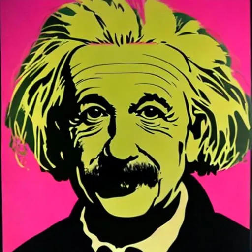 Prompt: portrait of Albert Einstein by Andy Warhol