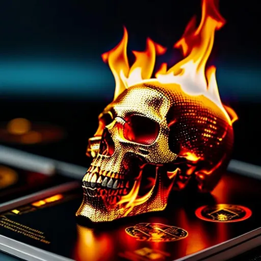 Prompt: Hyperrealistic hyperdetaileddigital illustration of a Flaming_skull, textured with an ancient treasure map,  Album_cover_art by dan mumford